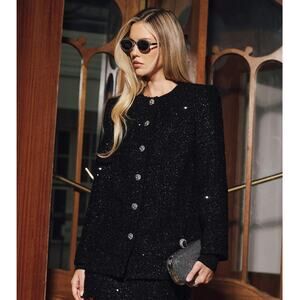 Commense Sequin-Embellished Tweed Blazer